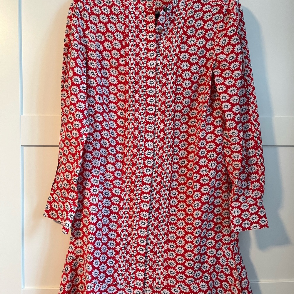 3 for $100! Tory Burch Red and White Long Sleeve Sundress